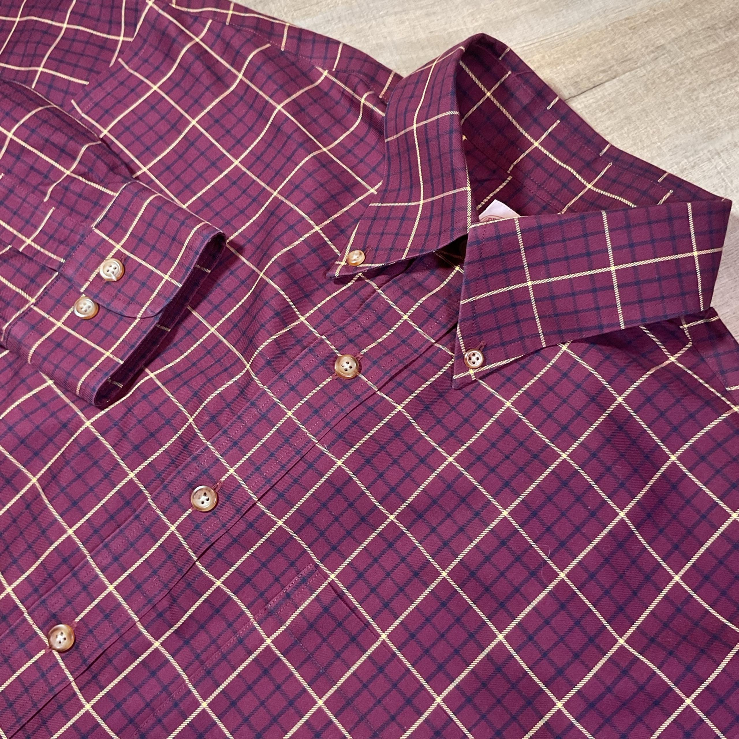 Brooks Brothers 346 Shirt Men’s M Maroon Red Plaid Long Sleeve Button Down