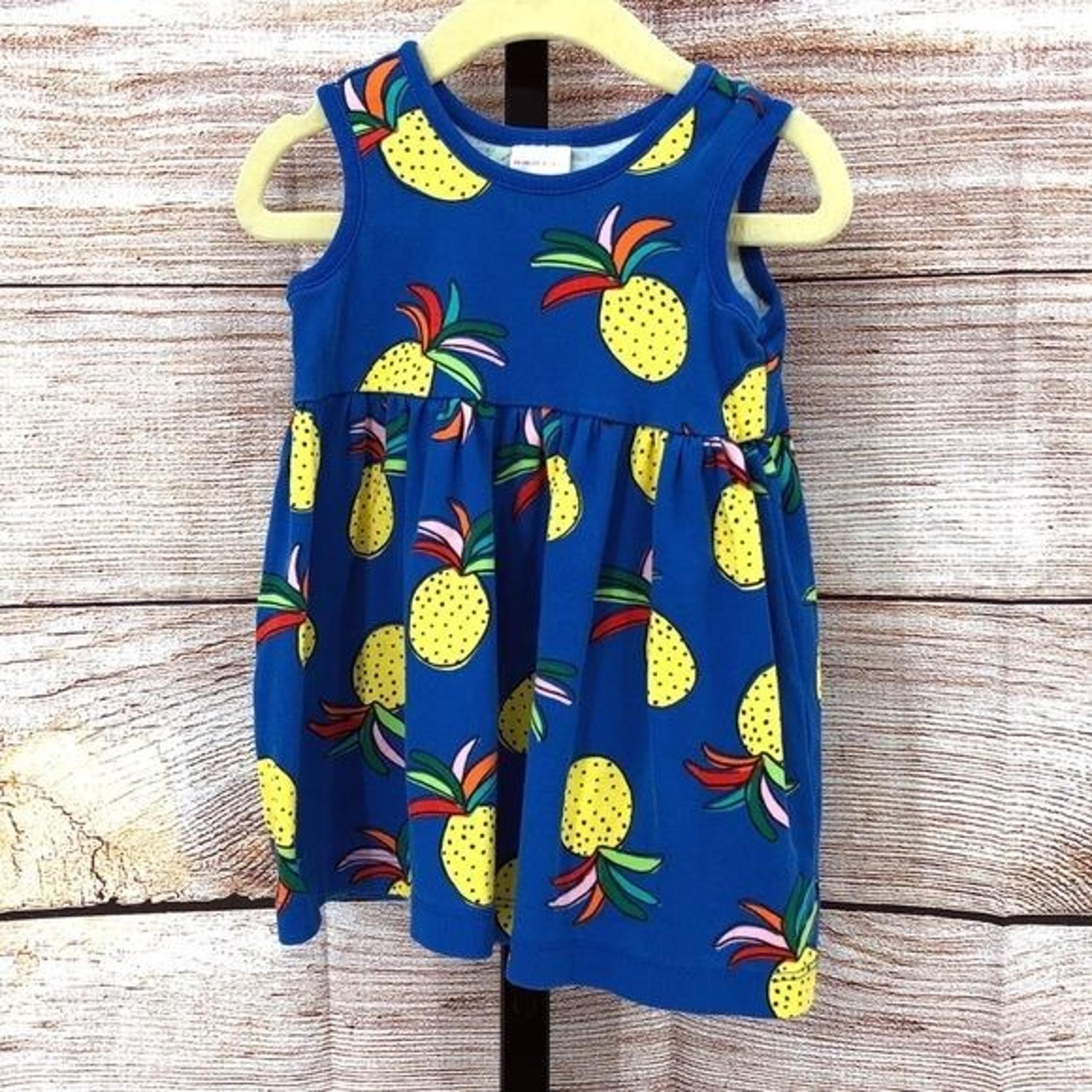 Hanna Andersson Blue Pineapple Tank Sun Dress  Size 18-24 Months
