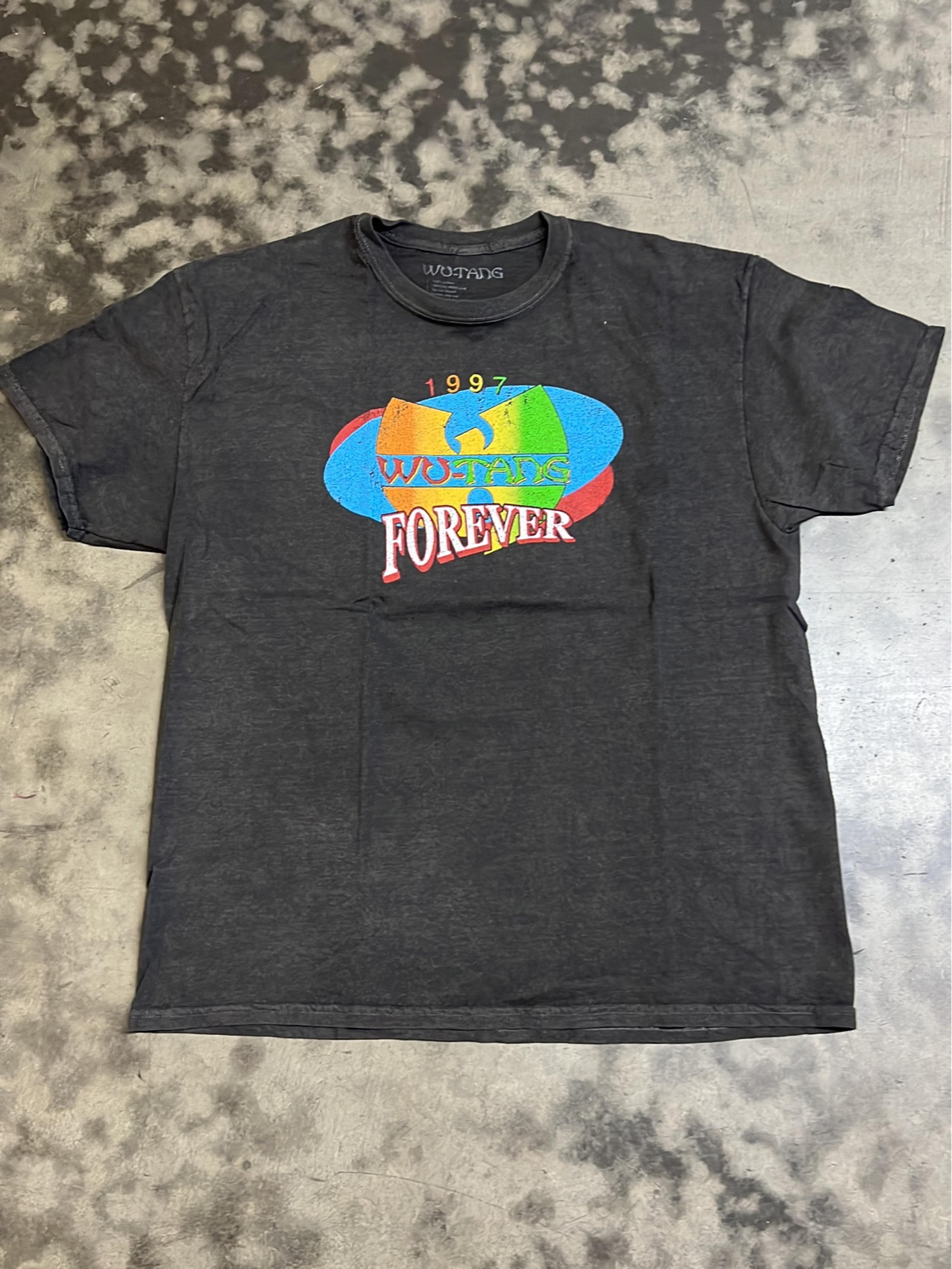 Wu-Tang Logo Graphic Black Washed Short Sleeve Mens T-Shirt XL