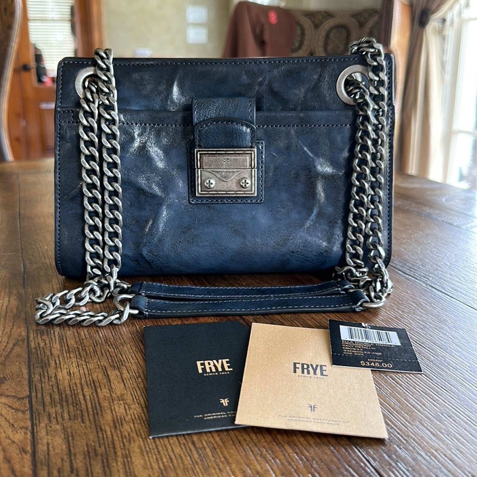 Frye | Navy Metallic Ella Double Handle Crossbody | NWT | 0763