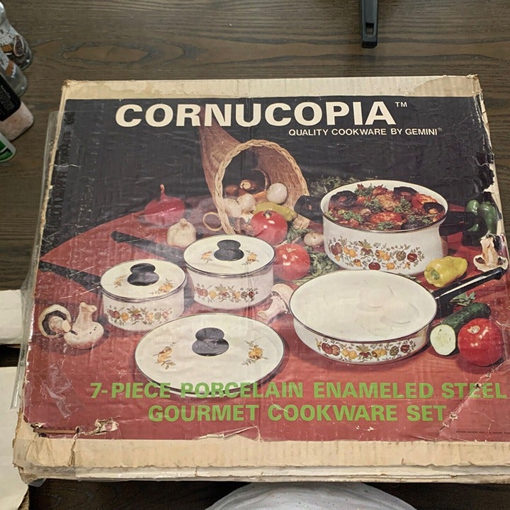 VTG Cornucopia Spice of Life? Gemini Cookware 7 Pcs New Old Stock Never Used!!
