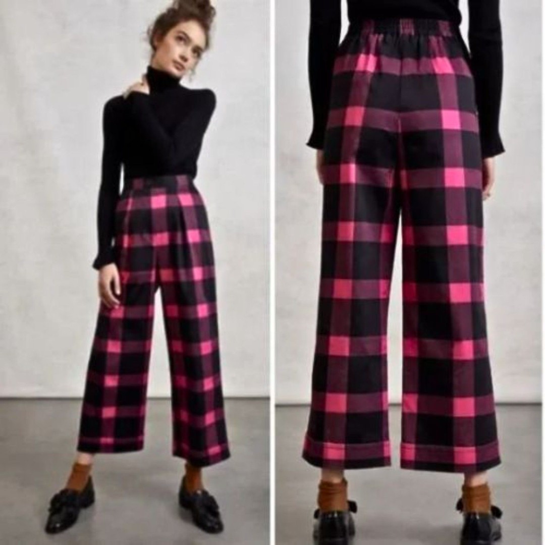 NWT Anthropologie x Porridge Cilla Checkered Wide-Leg Pants | S