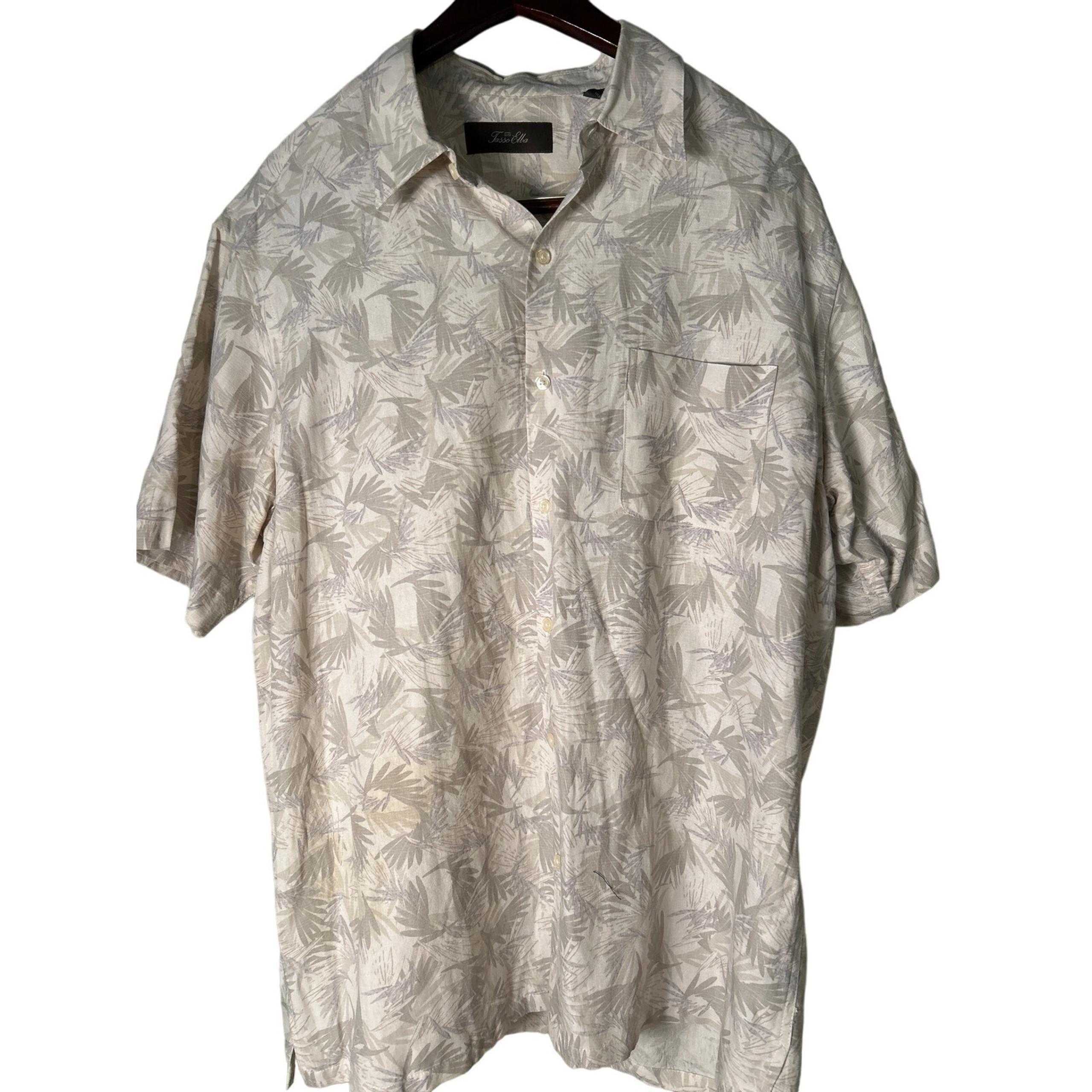 Tasso Elba Men’s Short Sleeve Button Down Shirt Large with Floral Pattern