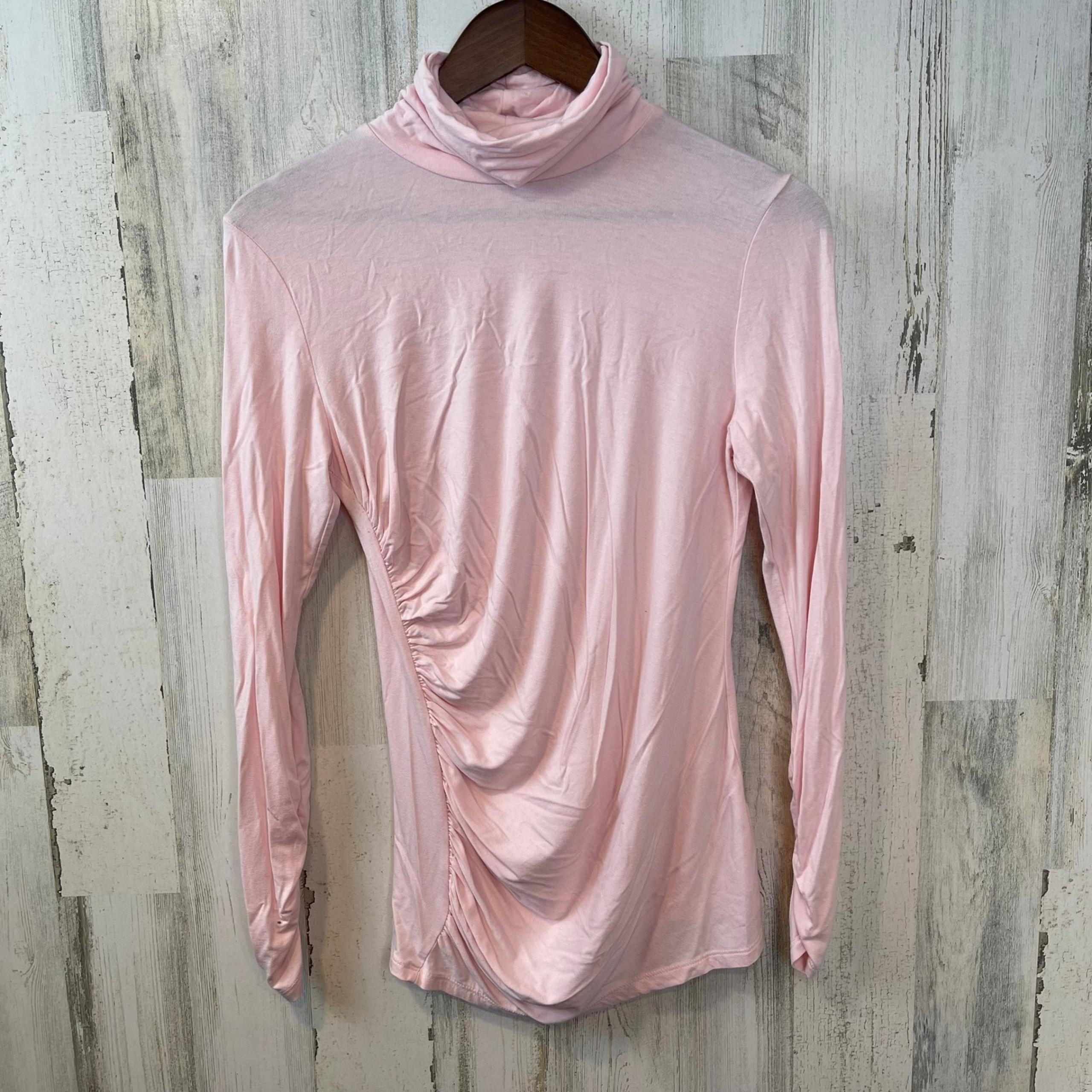 Womens - New York & Company Turtleneck Ruched Long Sleeve Top Pink Stretch- SZ S