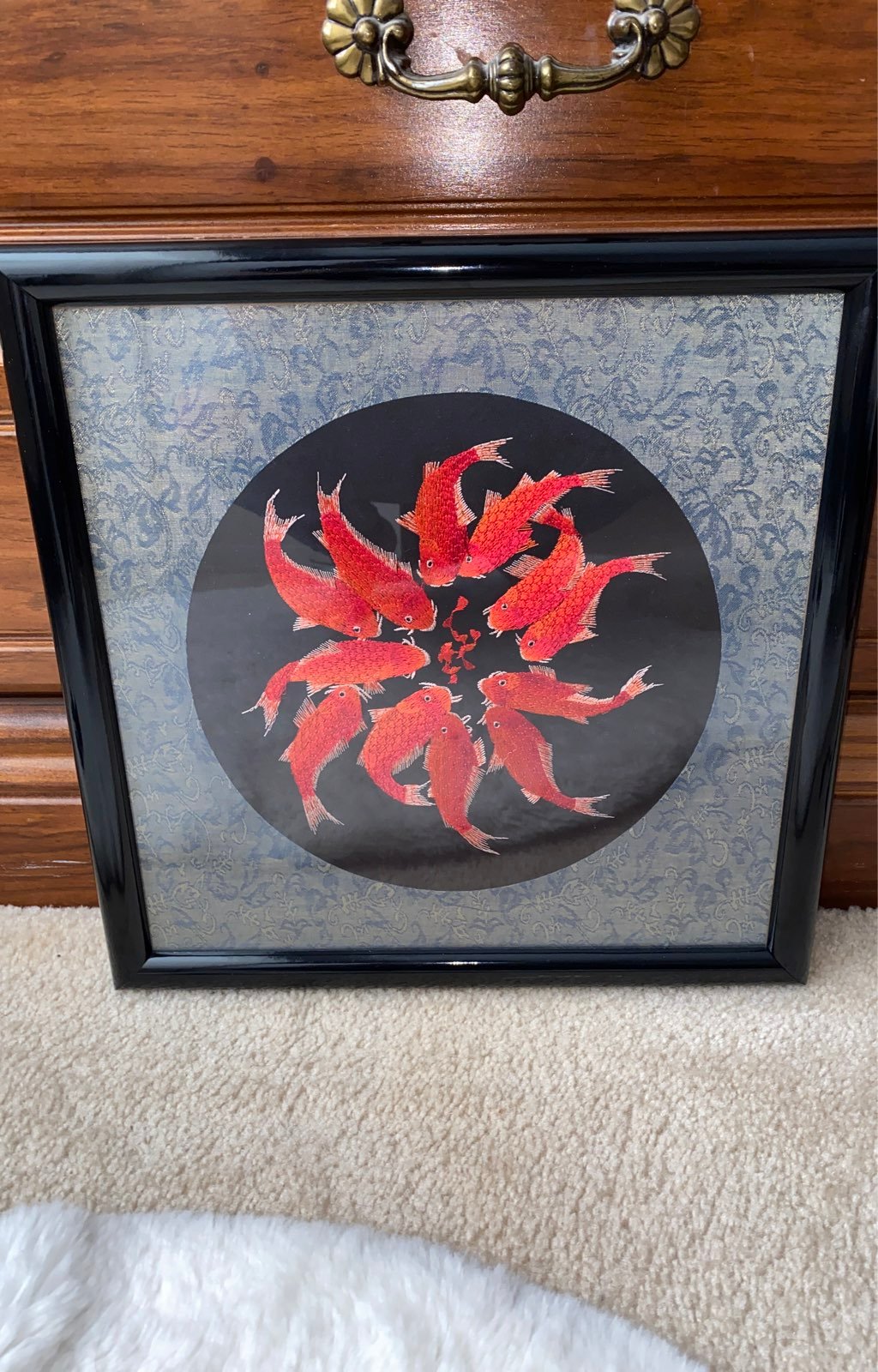 Vintage Chinese Silk Koi Fish