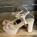 New Womens Schutz Kelsie Beige Leather Platform Block Sandals Heels Size 11 B