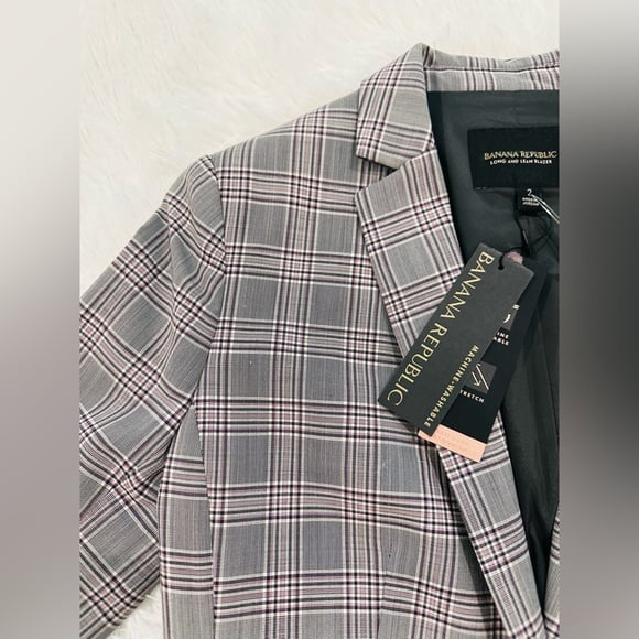 Banana Republic gray plaid blazer size 2