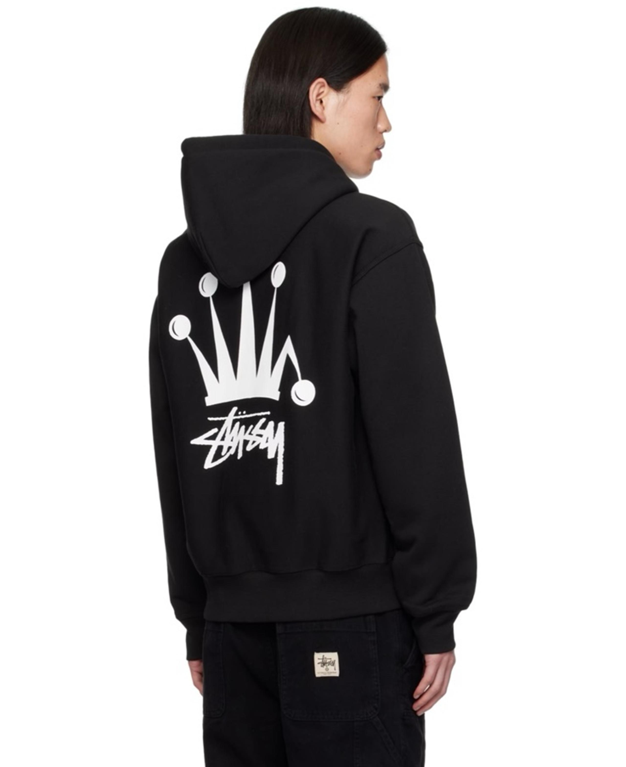 NWT Stussy Black Regal Crown  Zip Hood Hoodie Men’s Size M Black Authentic