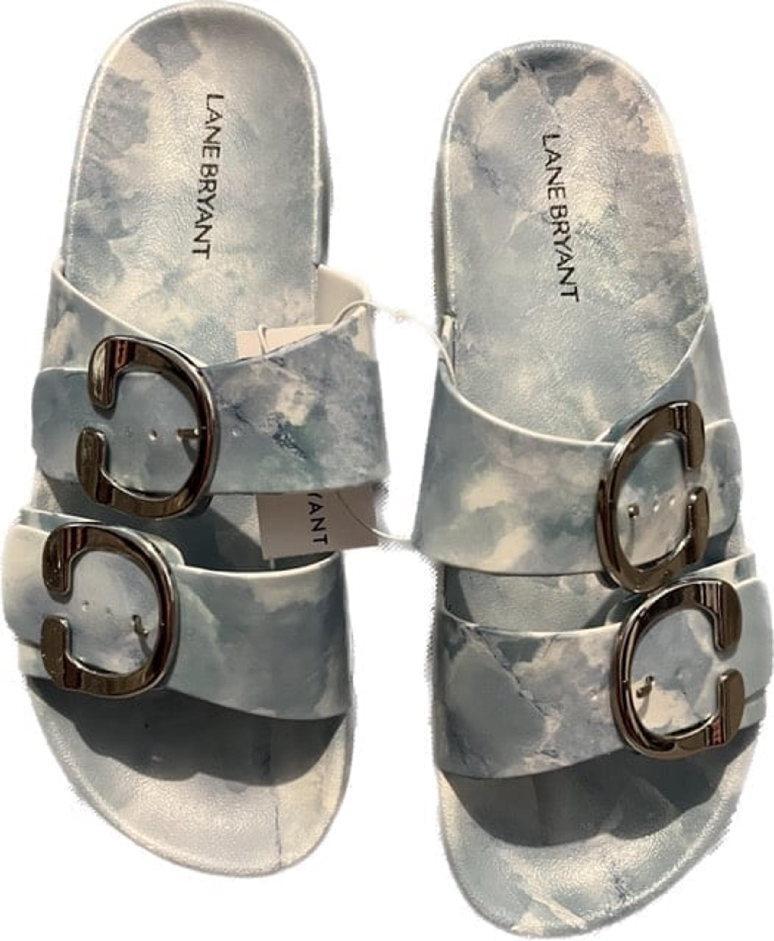 Lane Bryant Sandals Women’s 8W Powder Blue Buckle Slip-On Adjustable Shoes NEW