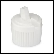 300 count, Neck Size20-410 Plastic White Ribbed Caps with Directional Spout