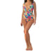 Sexy deep v neckline one piece floral swimsuit
