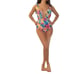 Sexy deep v neckline one piece floral swimsuit