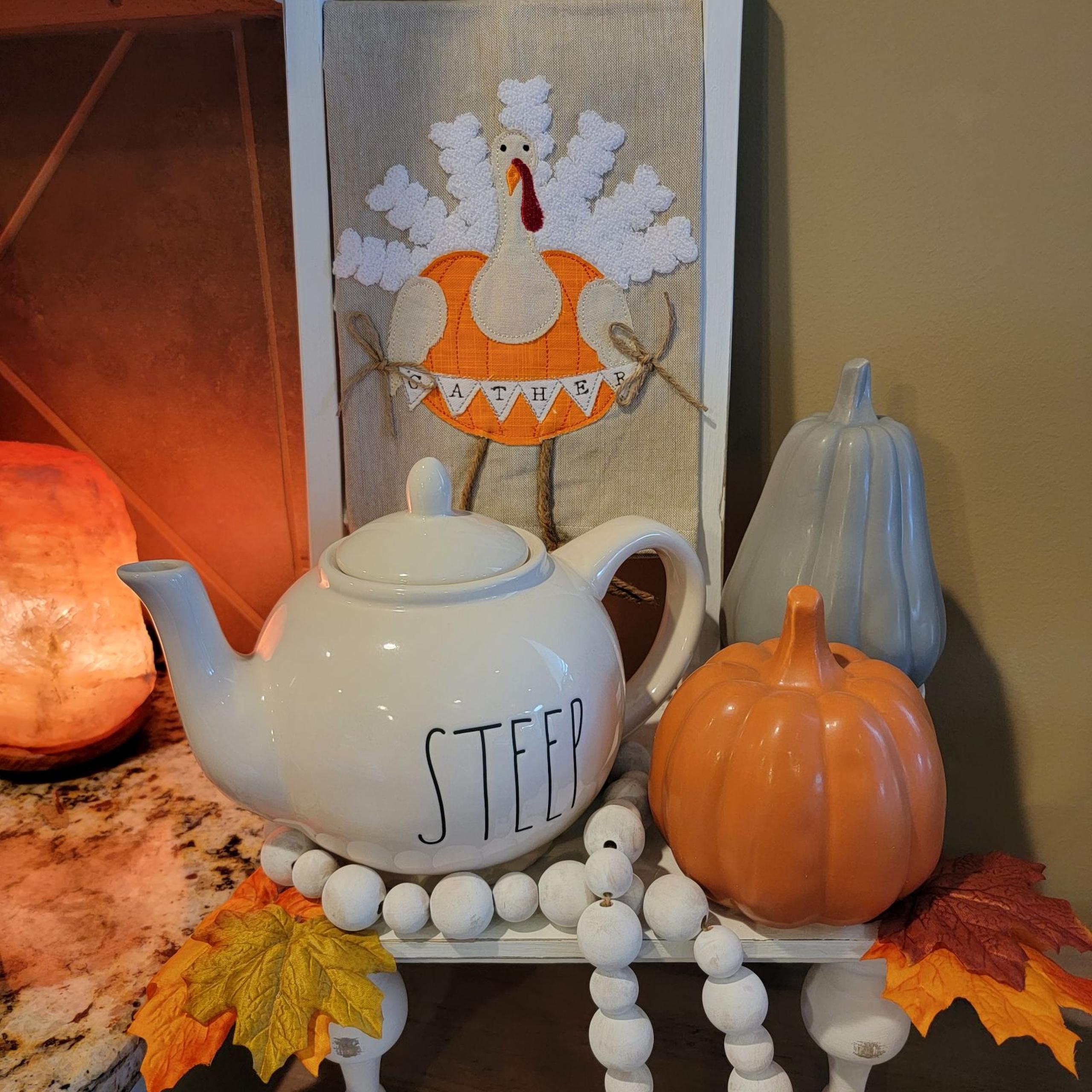 Orange & Grey Ceramic Pumpkins - Set of 2