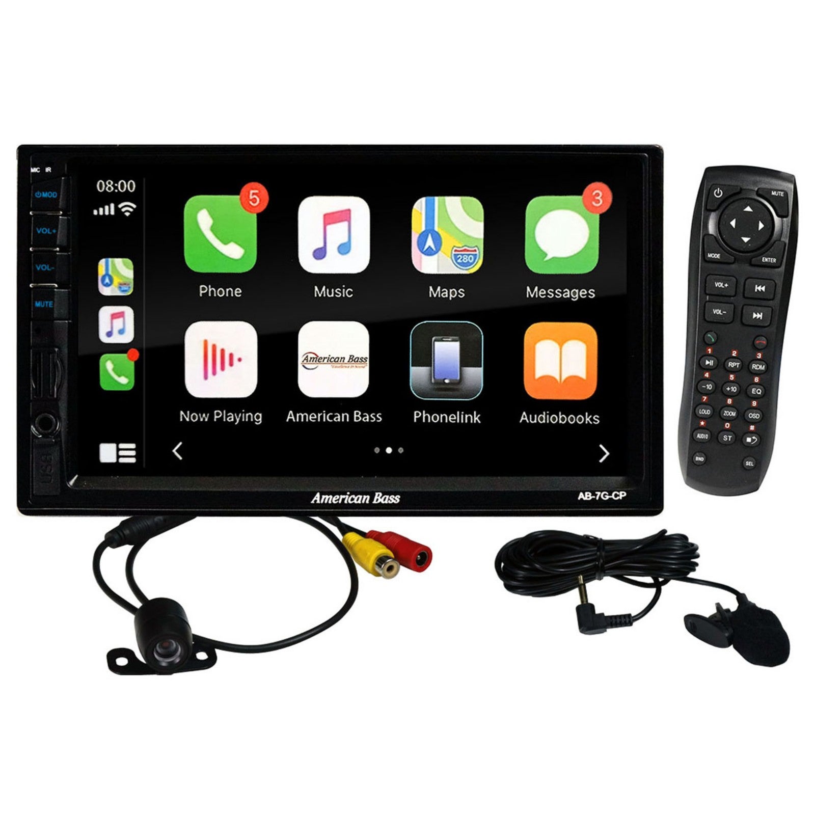 American Bass 7″ Double DIN Mechless Receiver with Bluetooth, USB/SD Inputs, And