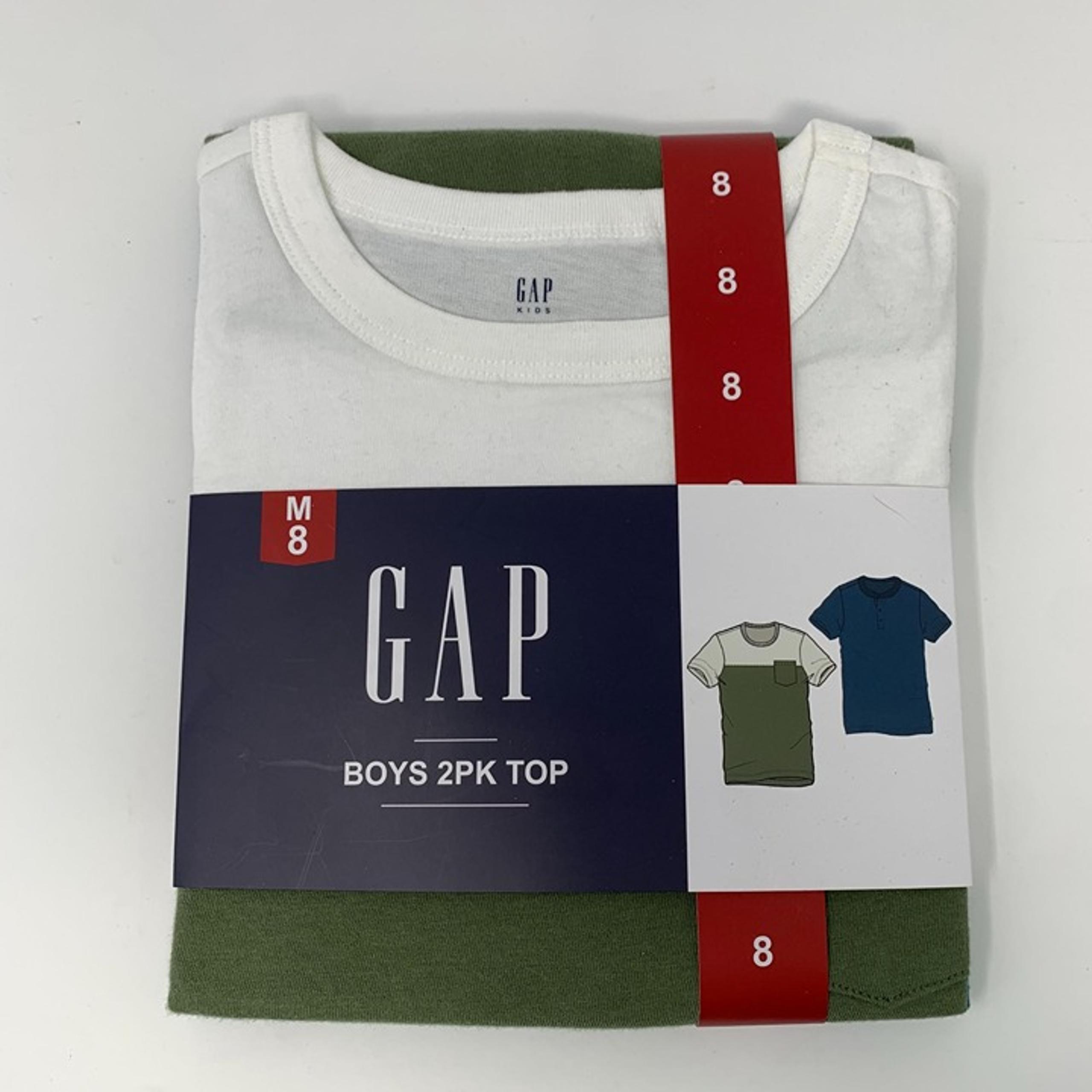 GAP Boys M 2-pack Short Sleeve T Shirt Tops Blue Green White Blue Size M 8