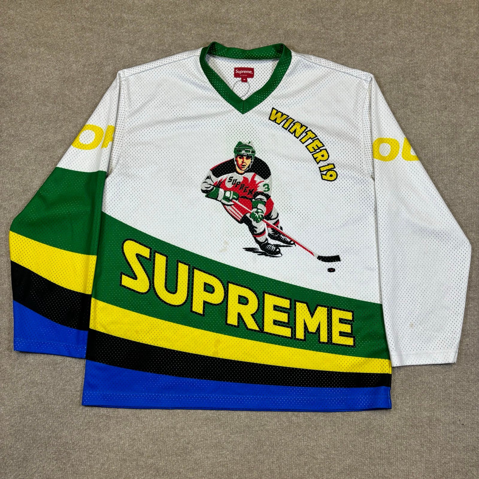 Supreme Crossover Hockey Jersey FW19 Size Medium White Mesh