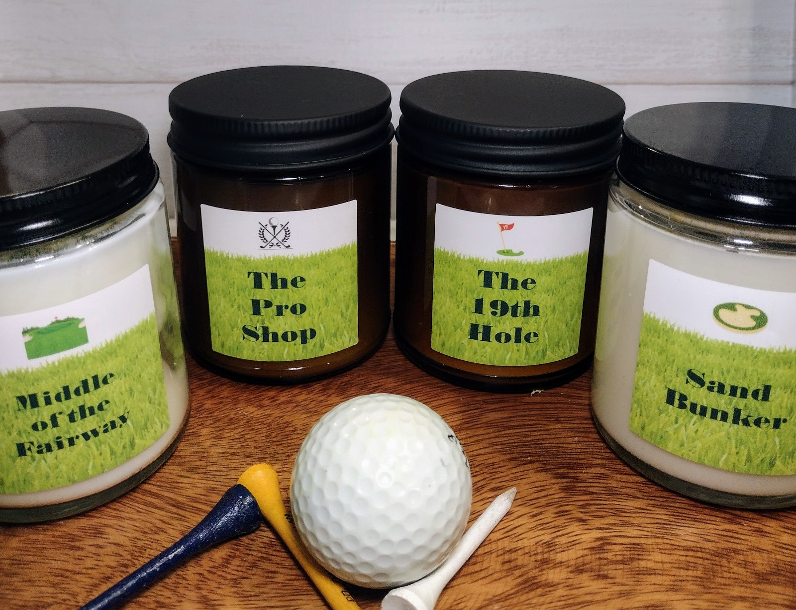 Golf inspired scented candles, set of 4, 8 oz., soy wax