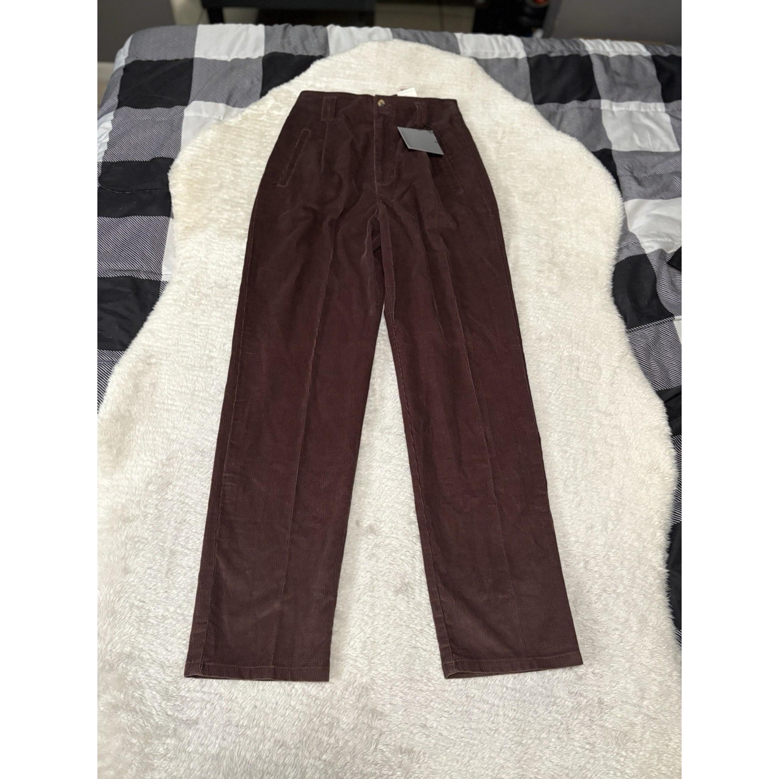 New Gloria Vanderbilt High Rise Corduroy Brown Coffee Pants Size 8