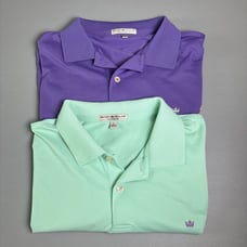 Peter Millar Mens Polo Shirt Lot of 2 Sz L Green Purple Golf Pullover