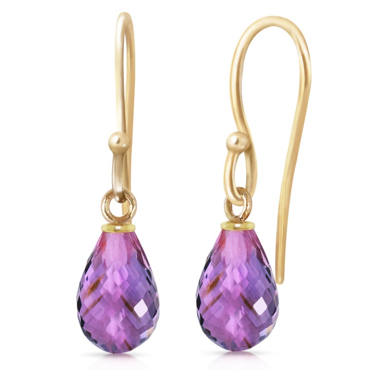 GOLD FISH HOOK EARRINGS WITH AMETHYST