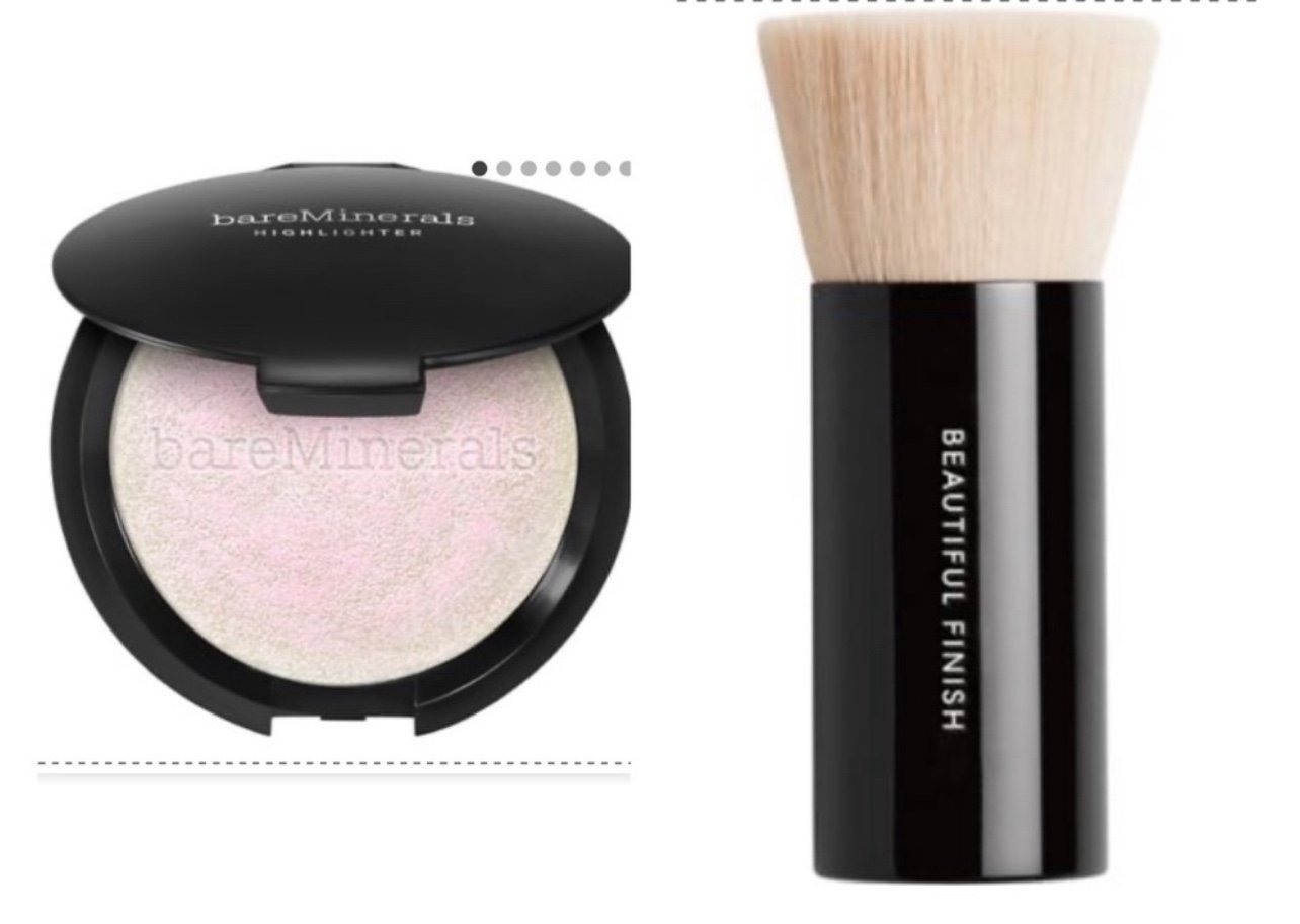 Bare Minerals Highlighter in WHIMSY & Beautiful Finish Foundation Brush