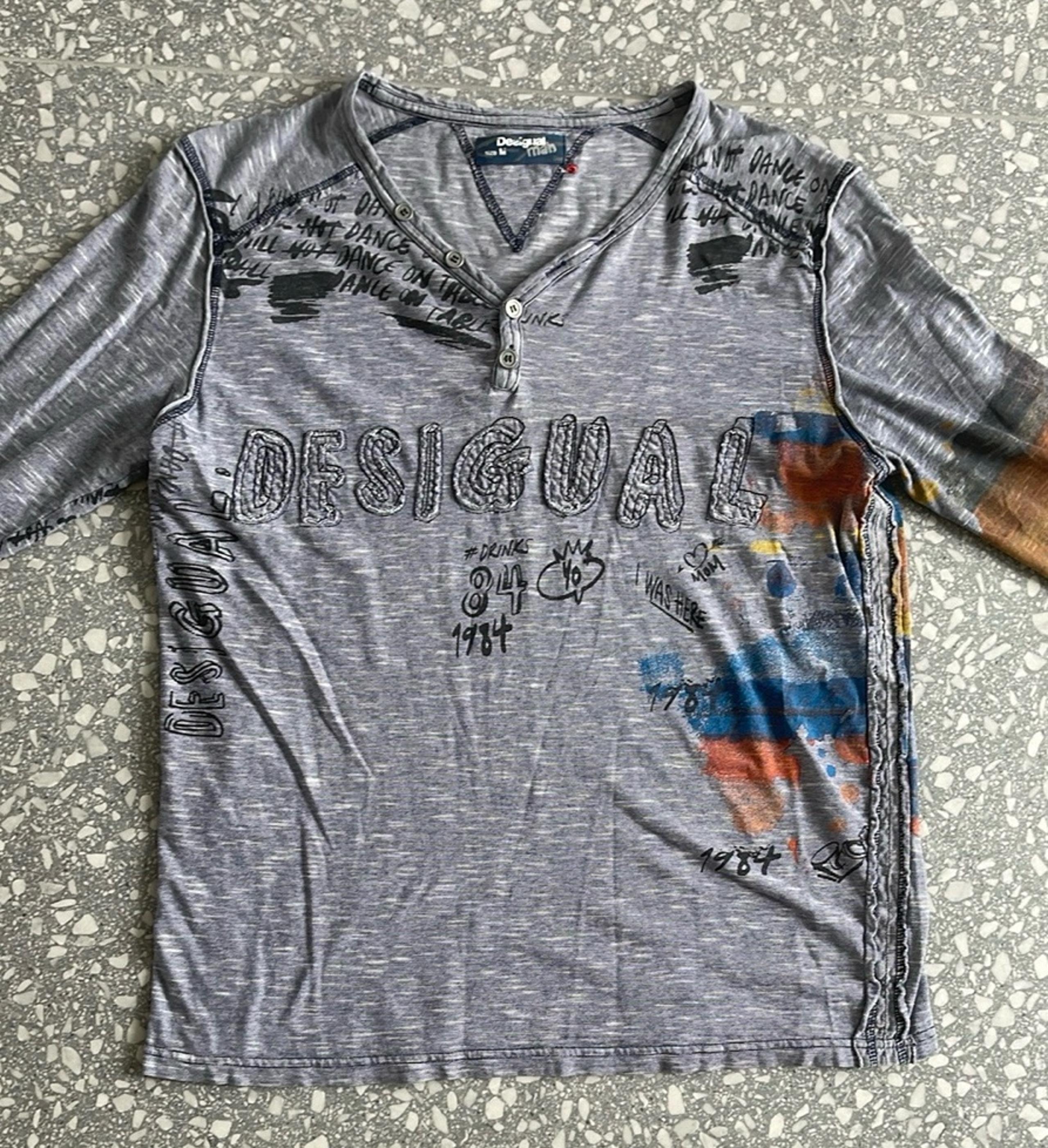 Desigual Mens Gray Long Sleeve T-Shirt