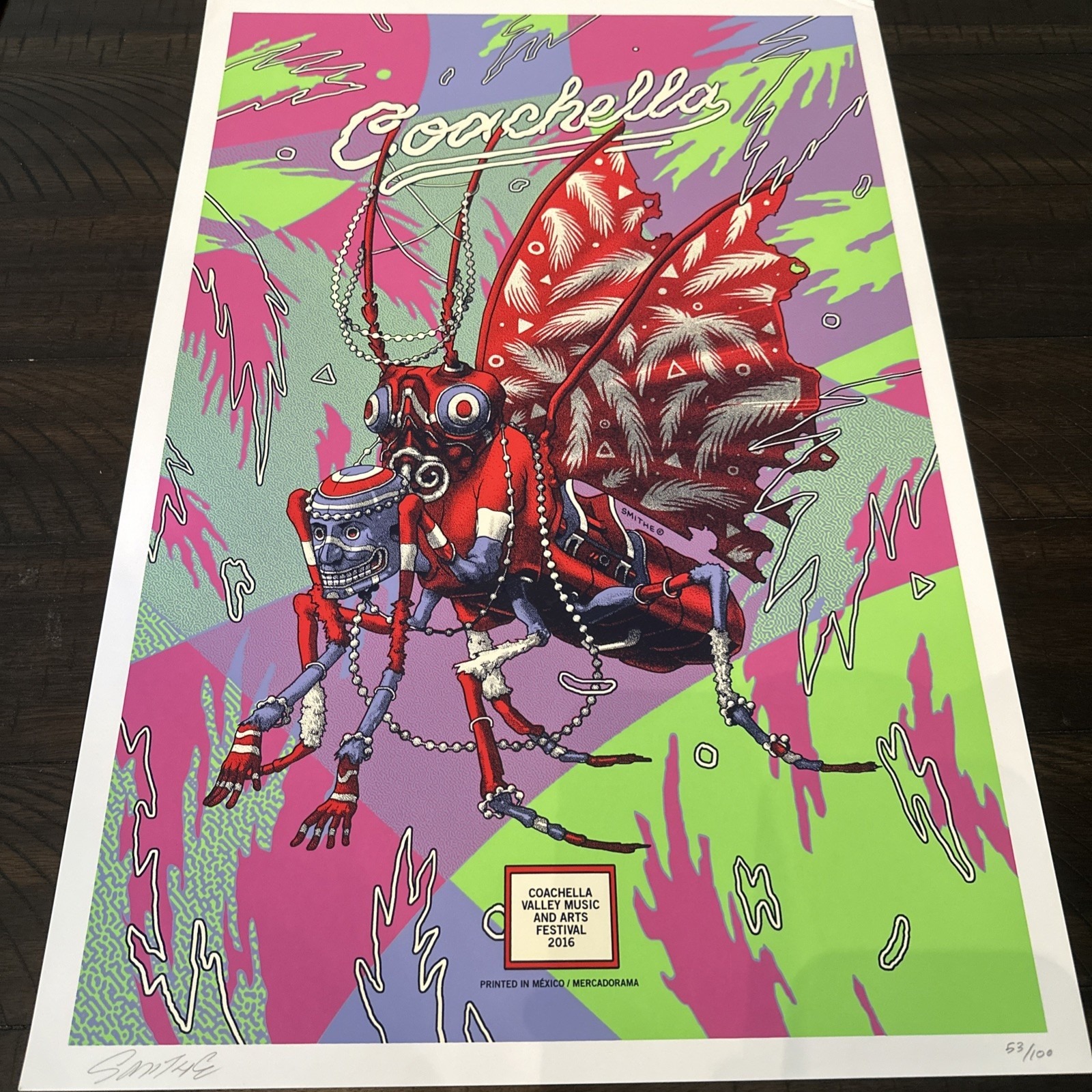 2016 Coachella Festival x Mercadorama Smiths Signed 53/100 Poster - 23x16