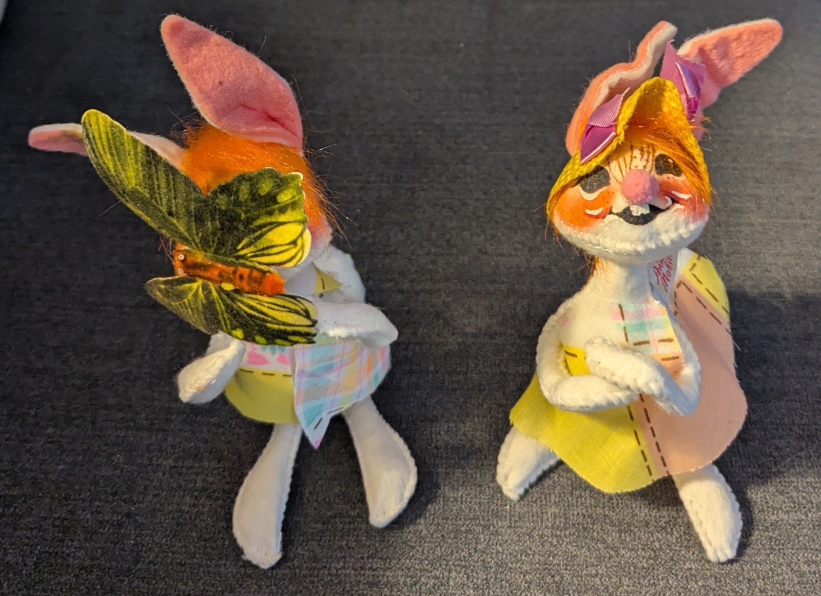 Vintage Annalee Mobilitee Doll Bunny 1971 Easter Set of 2