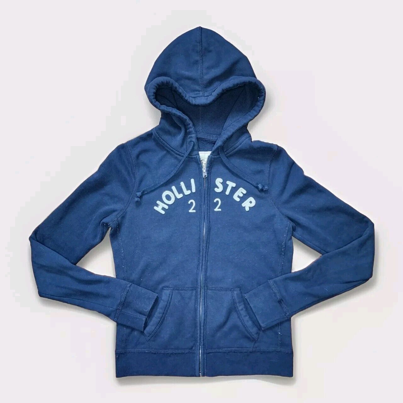 Vintage Y2K Hollister Dark Blue Full Zip Hoodie Women's Size Large