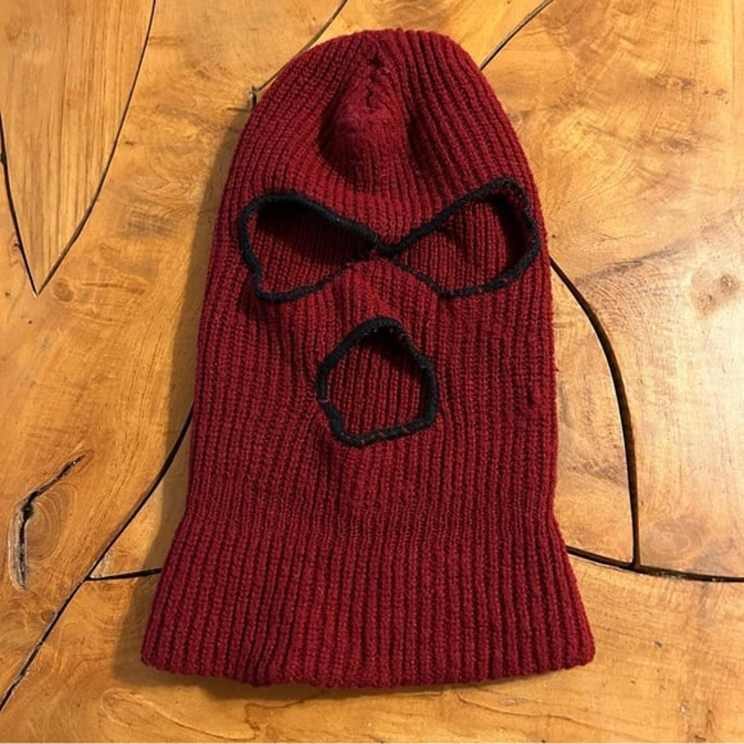 1970s Ski Mask Beanie Hat Vintage Red Outdoors Winter Snow Snowboard Hunting