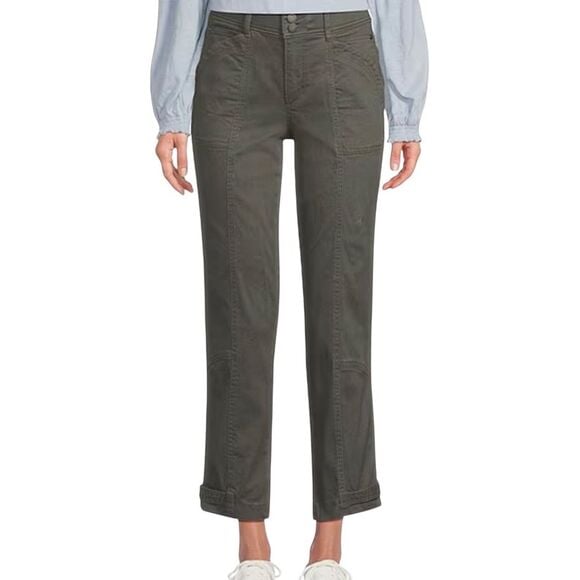 Democracy Olive Thyme Green High Rise Stretch Mold n Hold Rolled Cuff Cargo Pant