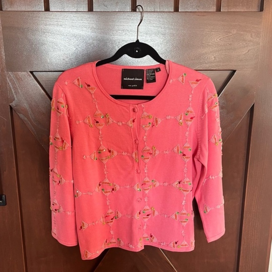 Rare Michael Simon Pink Martini Cardigan