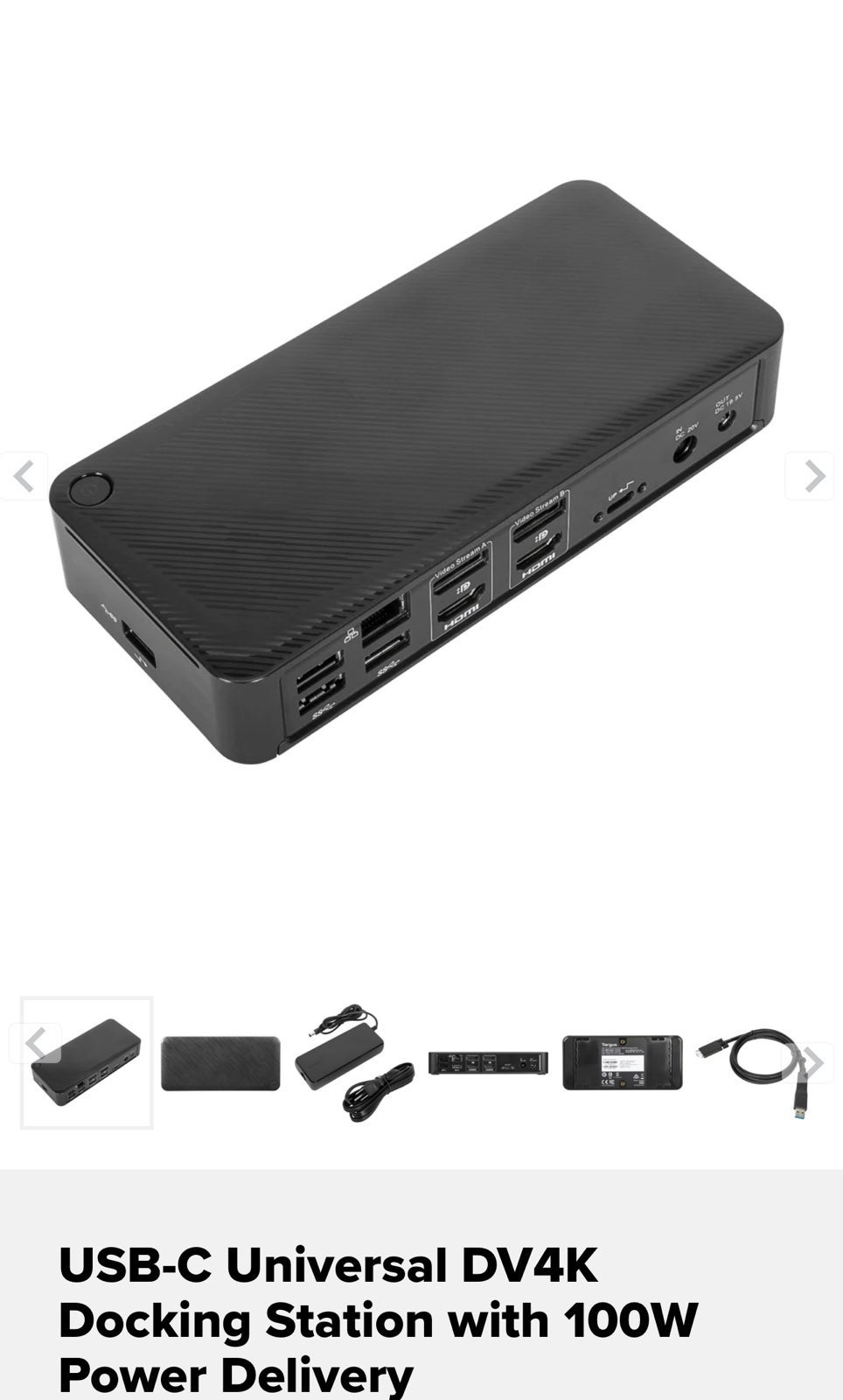 Targus USB-C Universal DV4K Docking Station with 100W Power Delivery