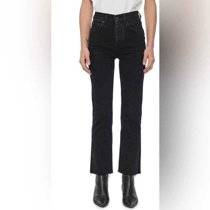 ANINE BING Lara Frayed Hem Kick Flare Jeans
