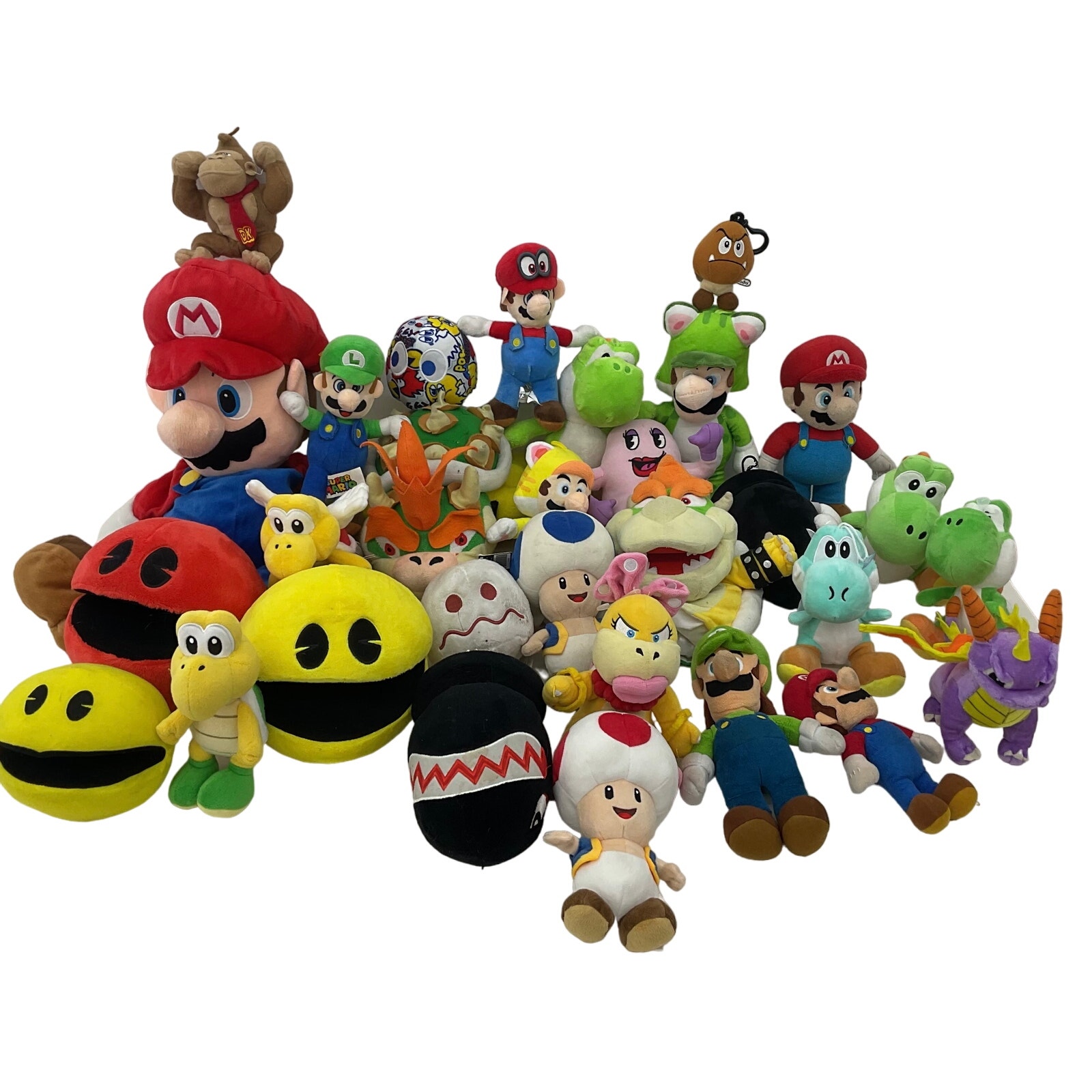 Video Game Plush Lot Preowned Nintendo Super Mario Pacman Spyro Stuffed Animal