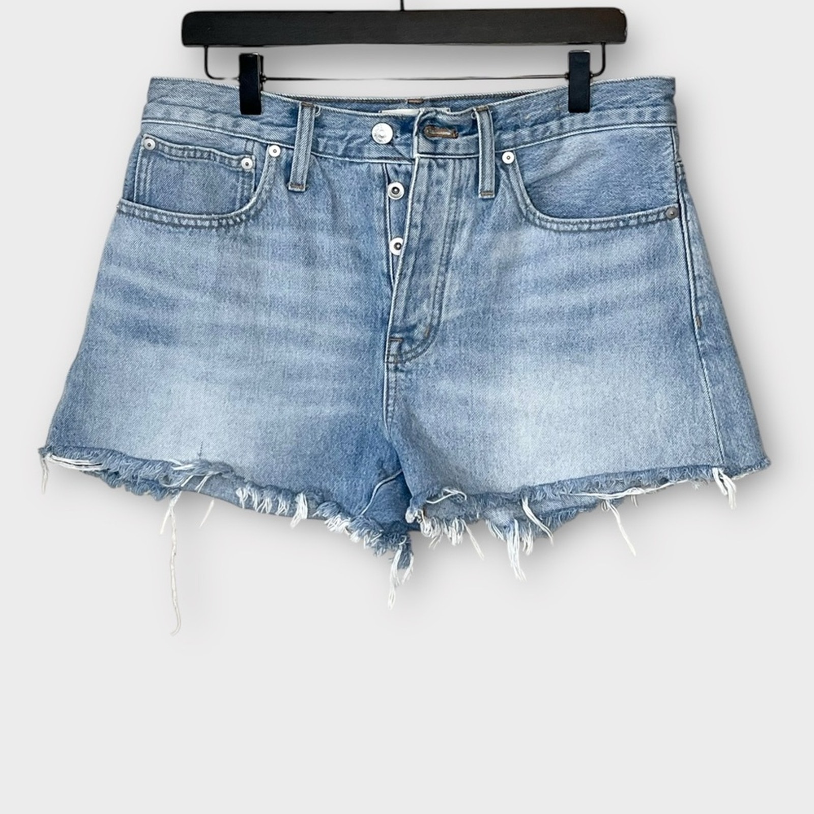 MADEWELL relaxed denim shorts button fly cutoffs size 28 light wash jean shorts