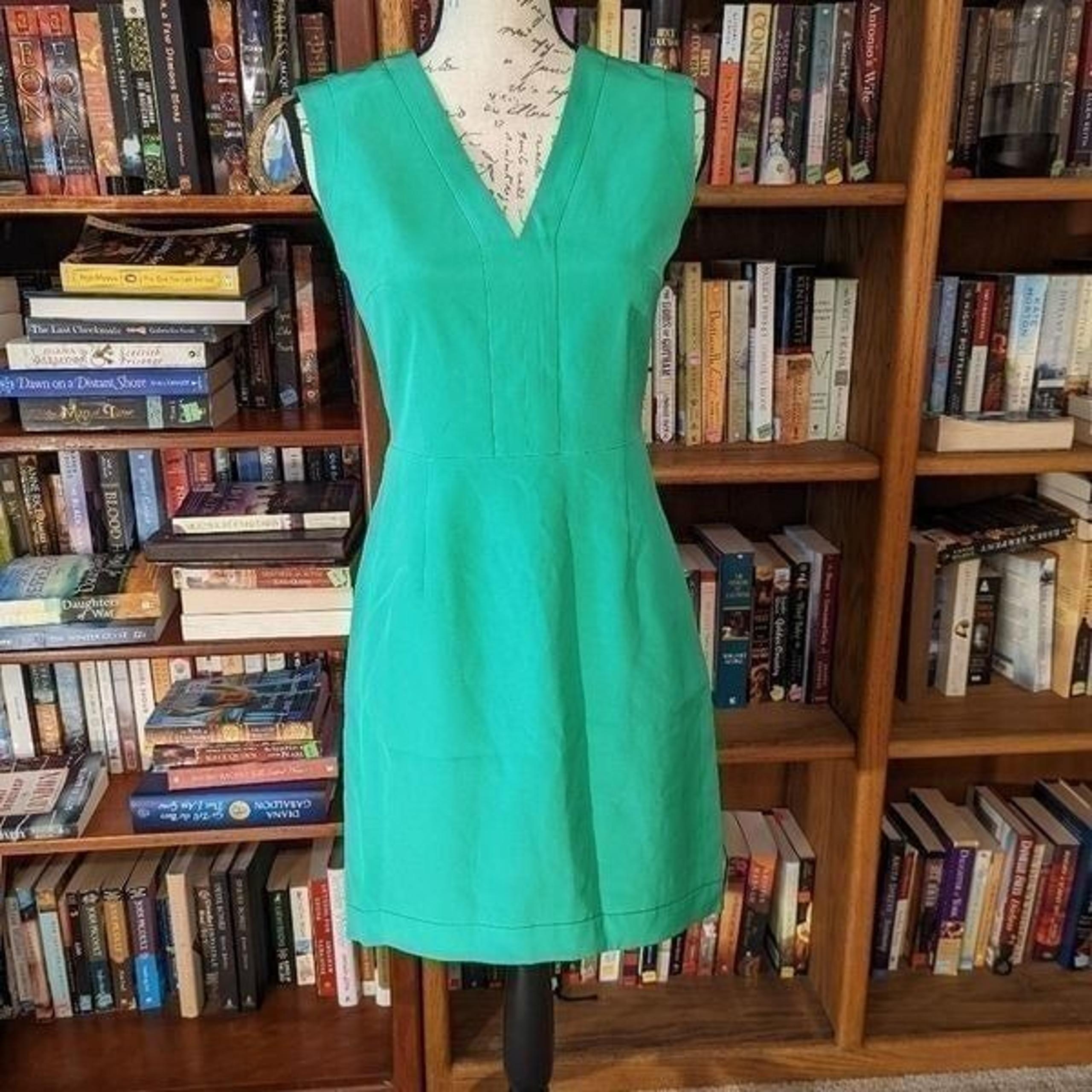 Tibi Kelly green silk mini sheath dress size 2