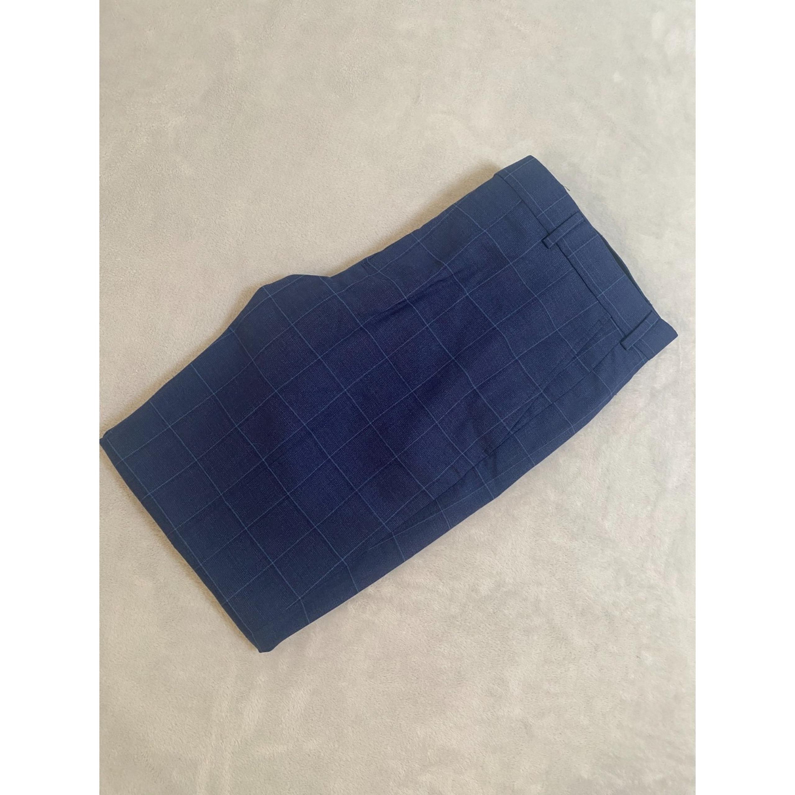 Brooks Brothers Brookscool Dress Pants Men 40x34 Blue Windowpane Wool Regent Fit