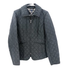 Tommy Hilfiger Black & Plaid Zip up Quilted Fitted Collared Jacket MEDIUM