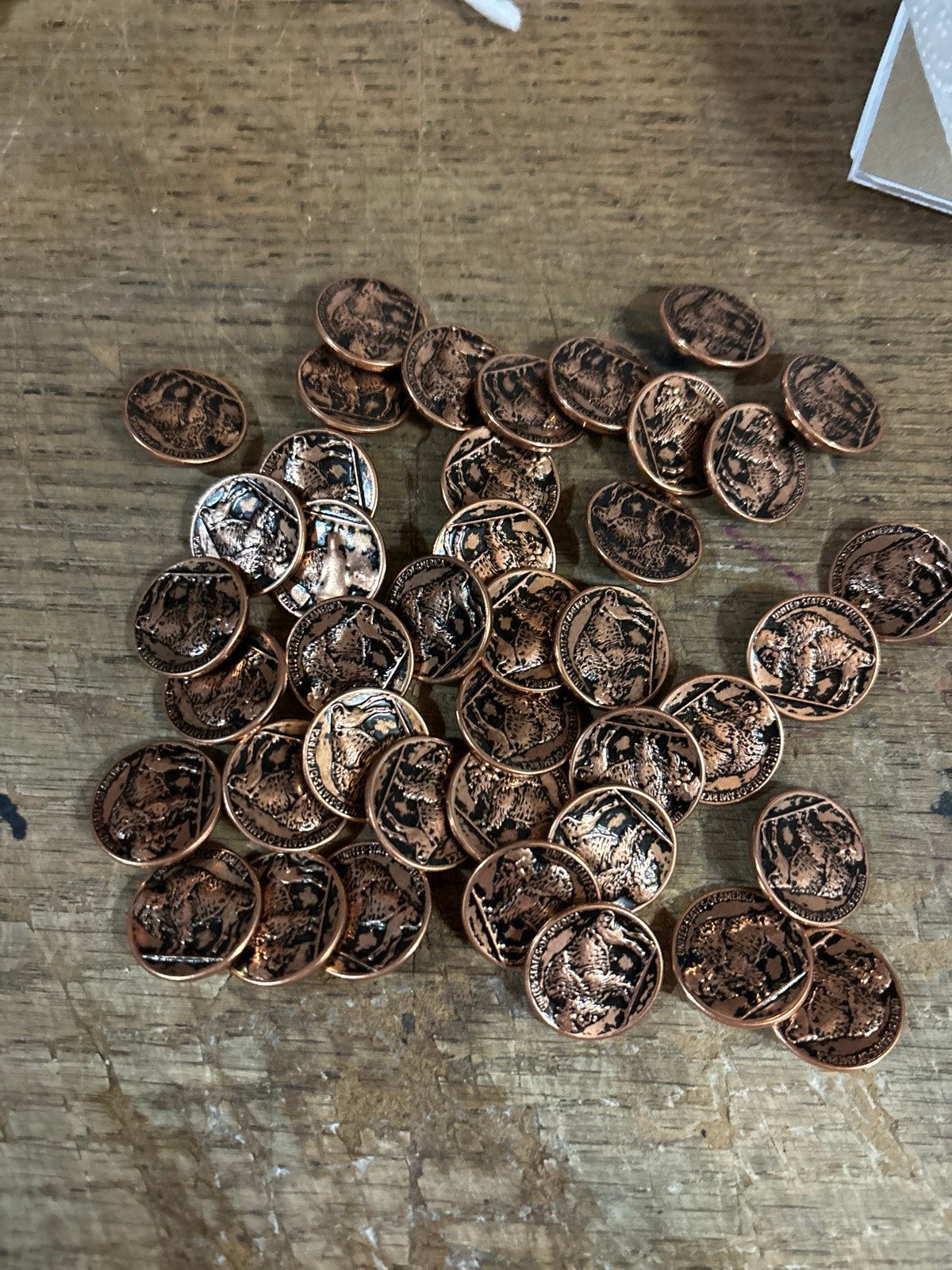 Lot Of 41 Gold Colored Buffalo Nickels