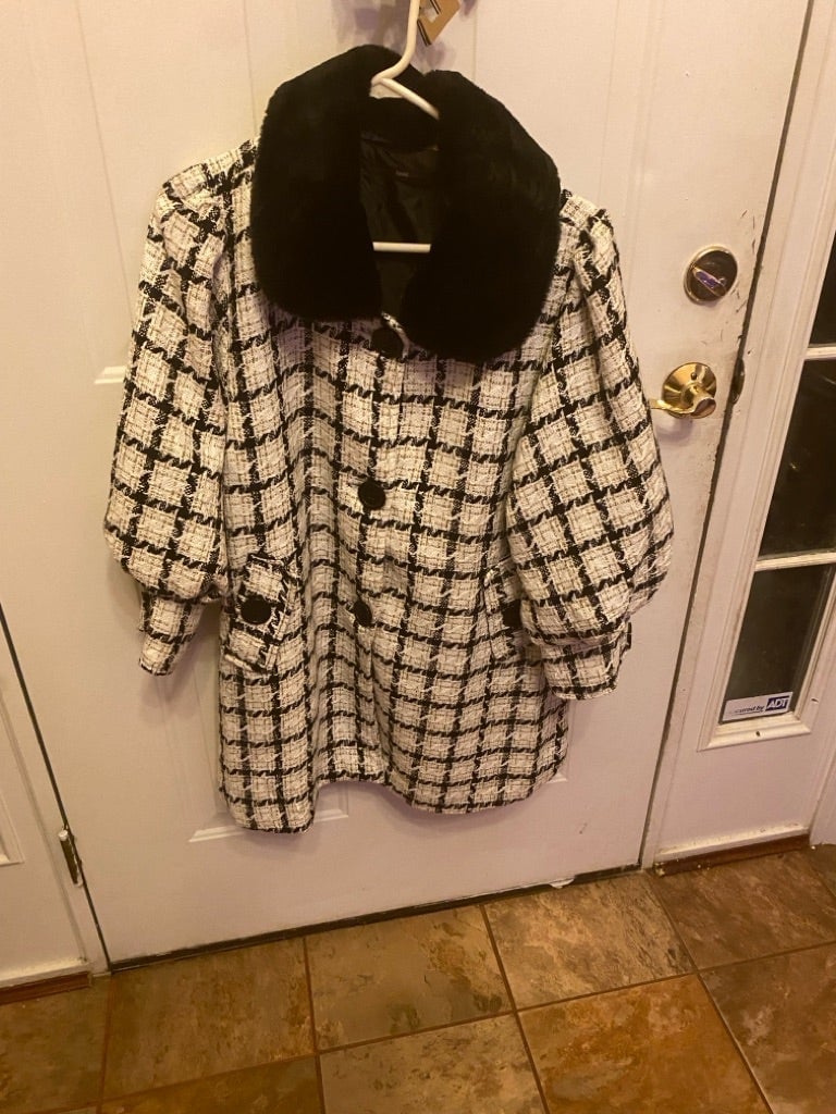 Azel Hazel vintage plaid coat with detachable collar size M