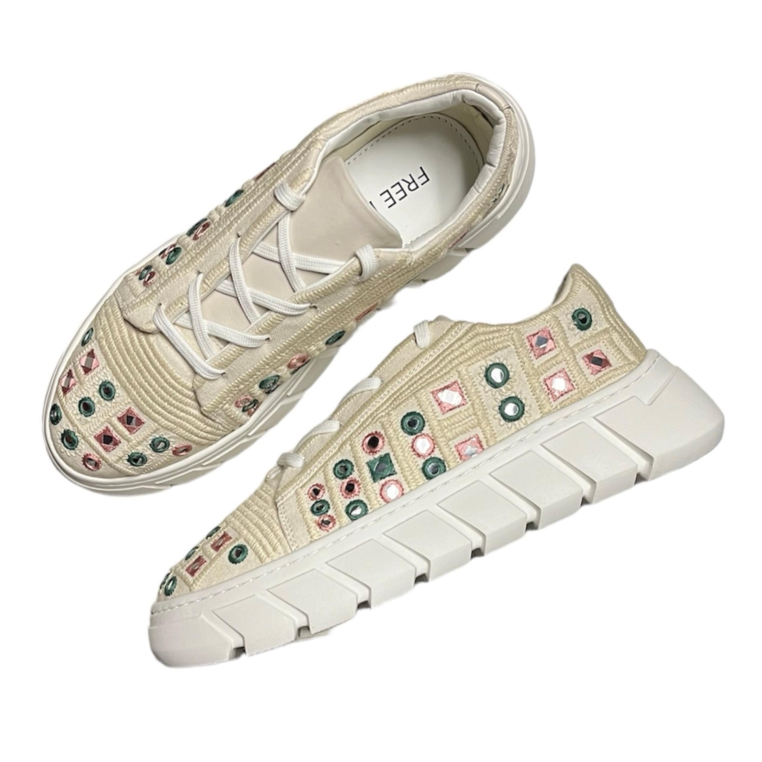 NEW Free People Catch Me If You Can Crochet Platform Sneakers size 40 White