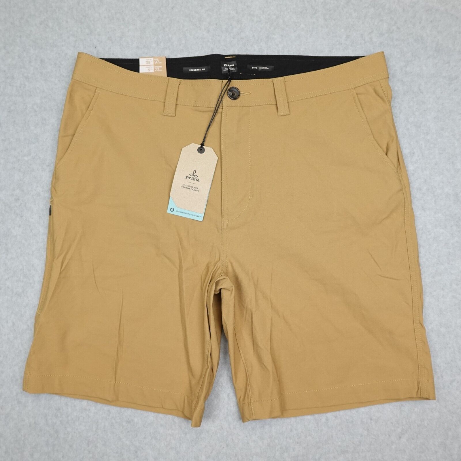 prAna Alameda Shorts Mens 38 Embark Brown Standard Fit Stretch 9 Inseam