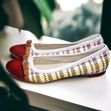AGL Monika Red Capped Toe Ballet Flats NWOB