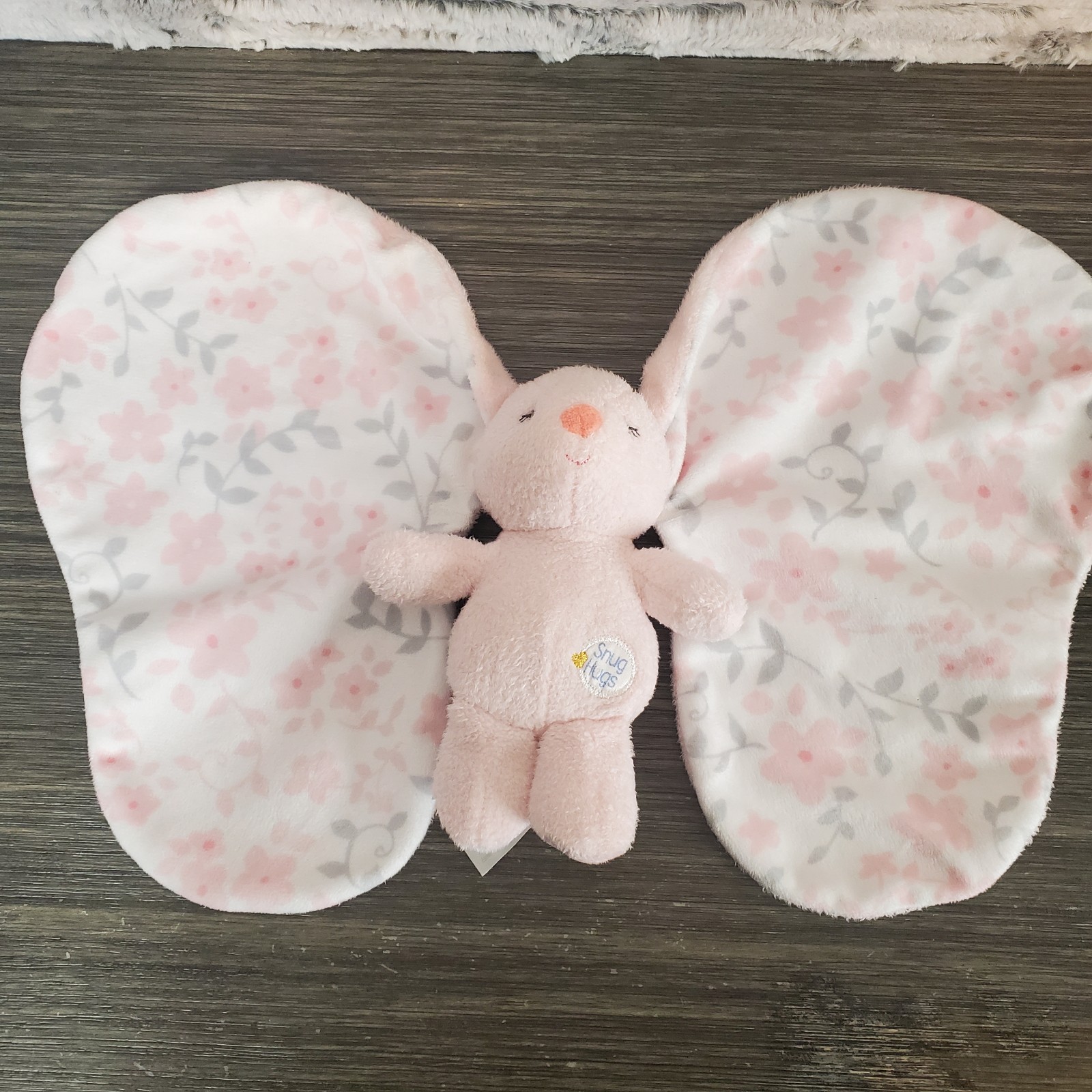 Kids Preferred Snug Hugs Bunny Rabbit Baby Lovey Pink Big Floral Ears Plush Toy