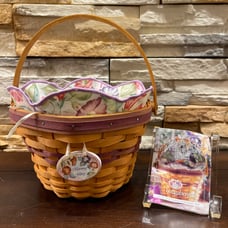 Longaberger 2000 May Series MORNING GLORY BASKET WITH Liner, Protector & Tie-on.