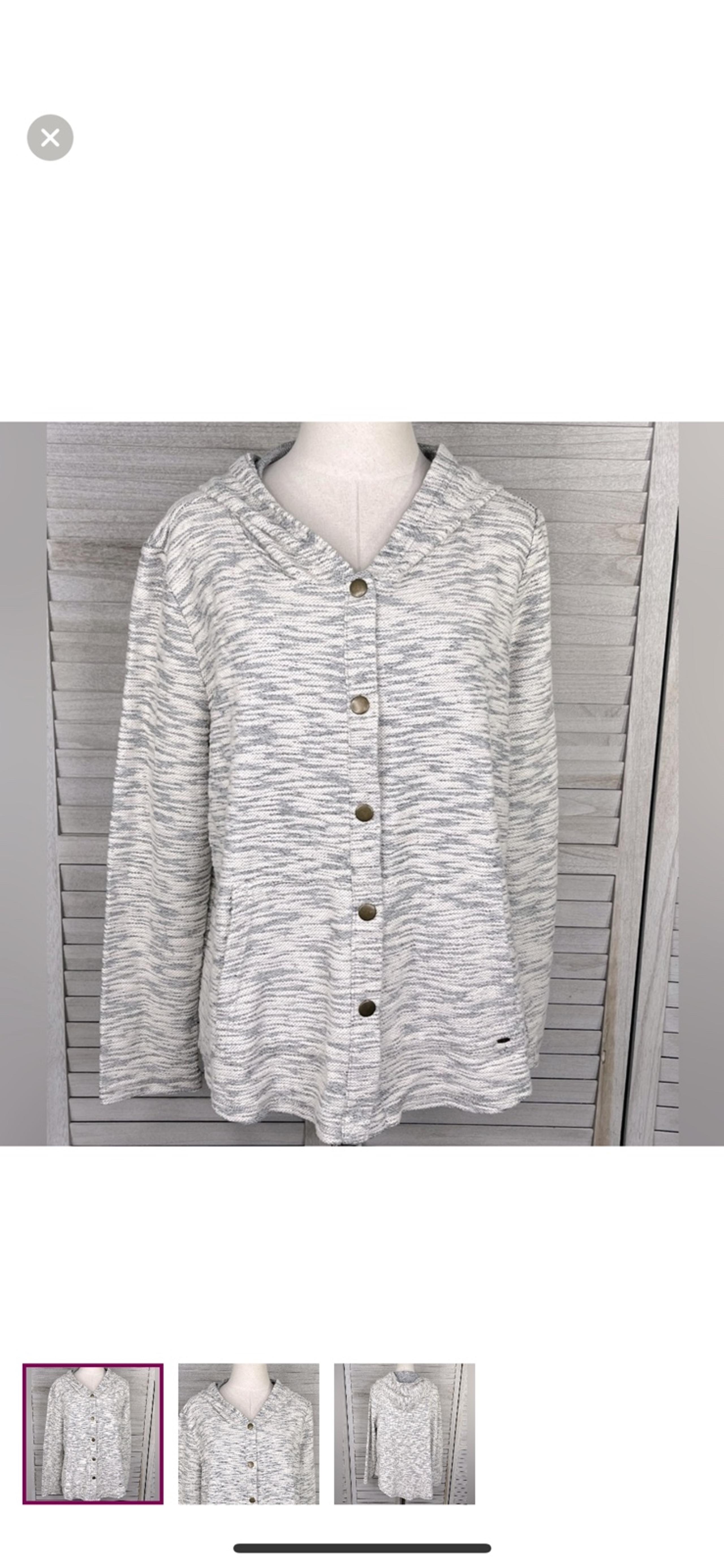 O'NEILL Hooded Sweater Jacket Snap Front Gray Space Dye-XL