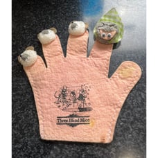 Vtg 1980's Three Blind Mice Hand Puppet Farmer's Wife Nursery Rhyme Pink Hand