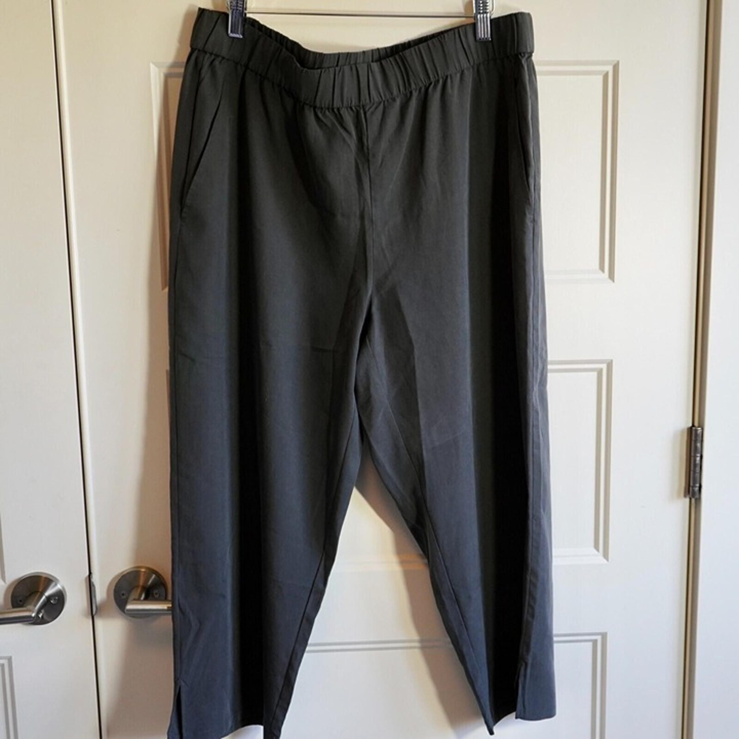 Eileen Fisher Women's Black Elastic Waist Pull-On Cropped Pants Size Large