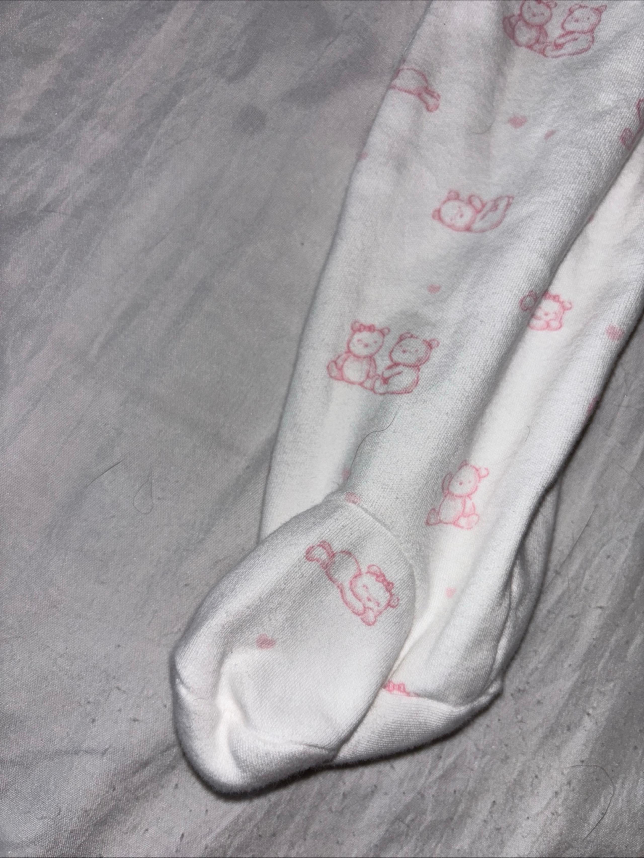 One Piece Sleepwear W/Animal Footies Size 6 Mos. Pink And White - Little Me